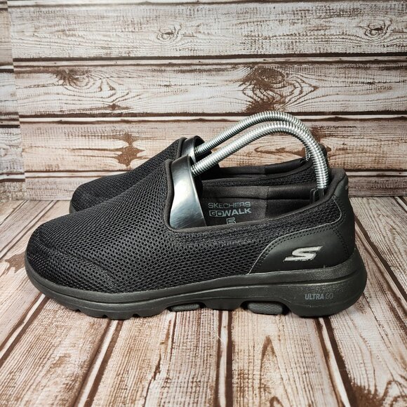 SKECHERS Go Walk 5 Women's 7.5 Black Mesh Slip-On Flat Comfort Shoes 15901 NWOT - Picture 4 of 9
